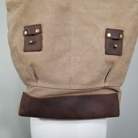Canvas And Leather Bag Backpack Rucksac Quality Utility Travel Rustic Gorpcore - Picture 8 of 16